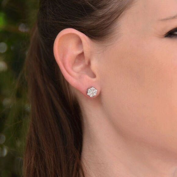 0.84ct Certified Multi-Moissanite Luxury Flower Stud Earrings Vvs1 - Picture 5 of 8